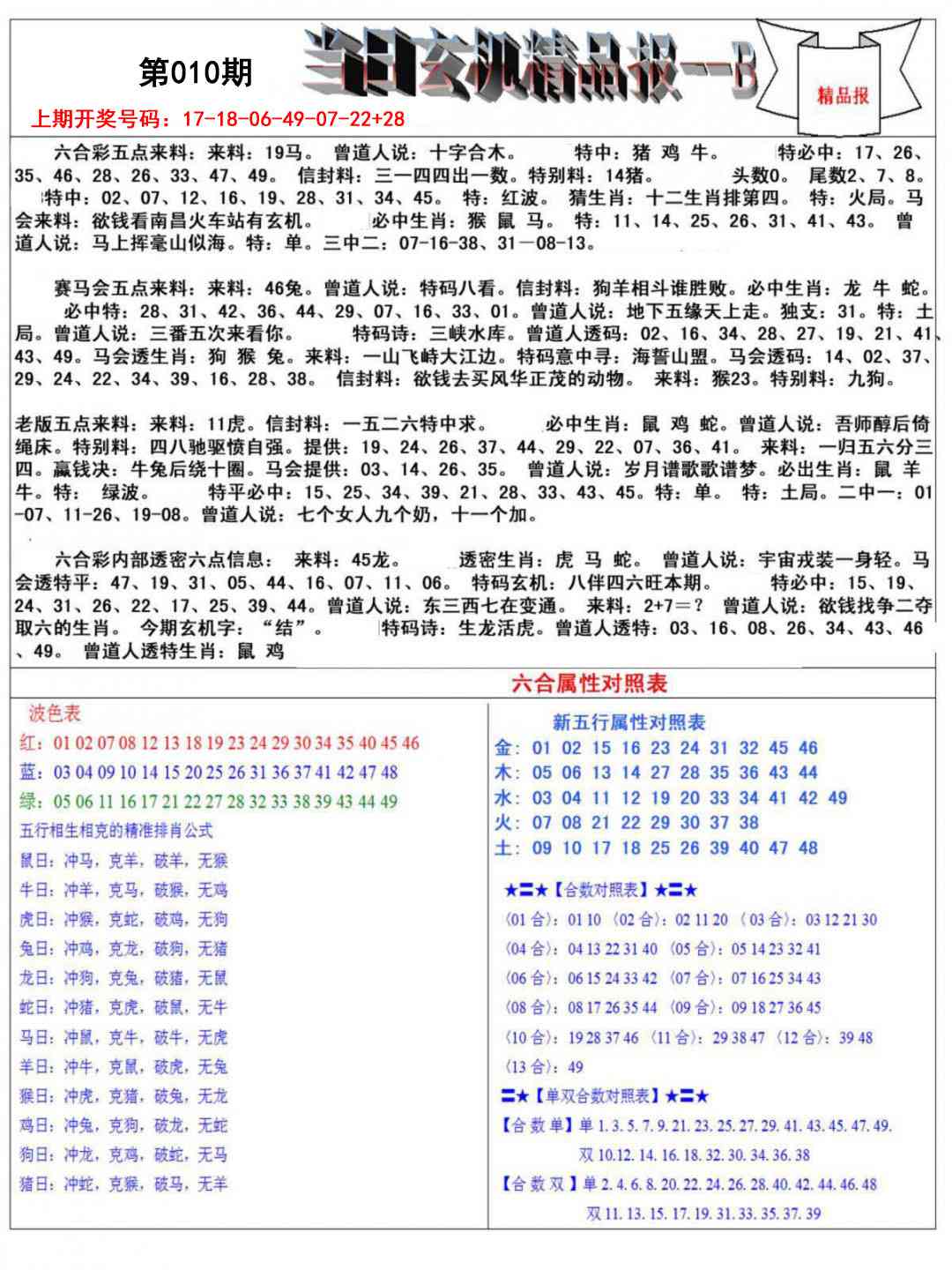 010期当日玄机精品报B[图]