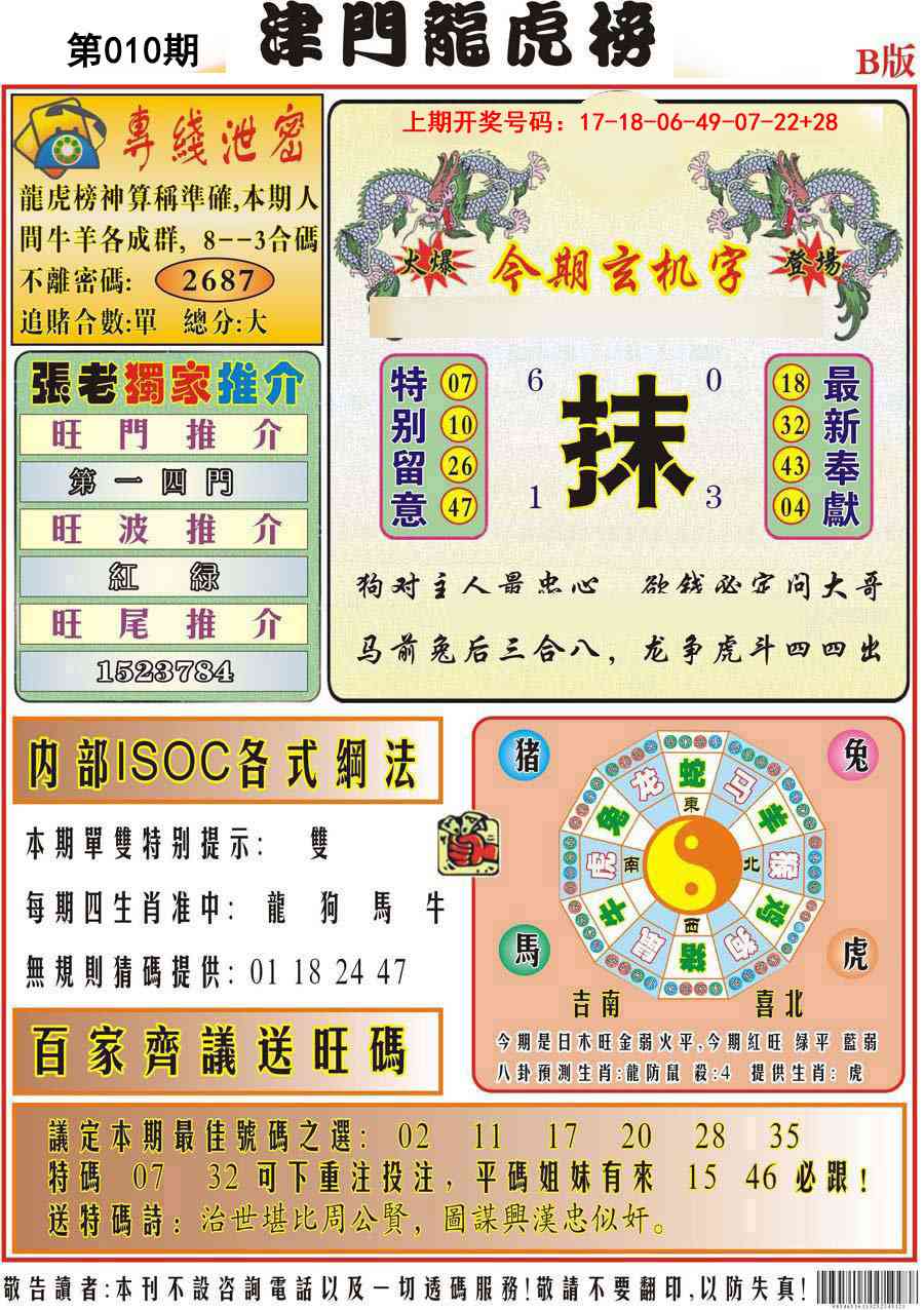 010期津门龙虎榜B[图]