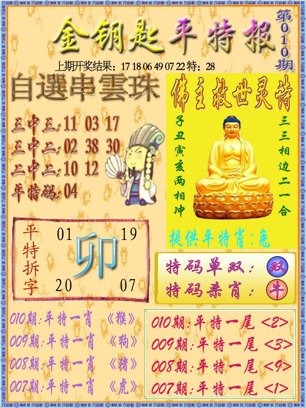 010期金钥匙平特报[图]