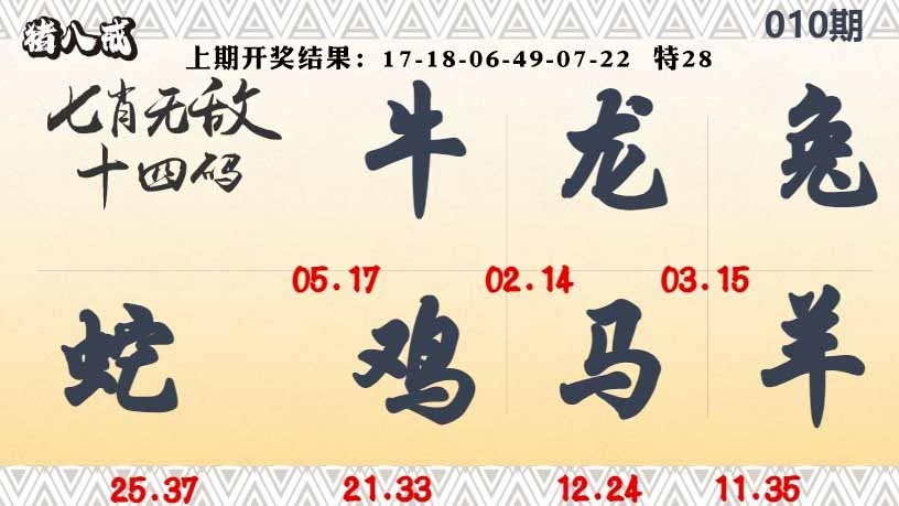 010期七肖无敌14码[图]